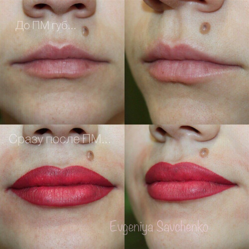 Супермодный перманентный макияж губ фото до и после