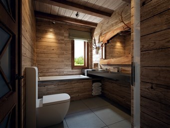 Ванная комната в деревянном доме фото дизайн идеи